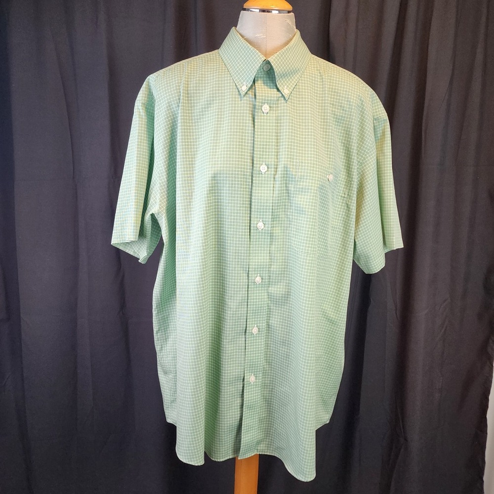 Orvis Mens Button-Up Shirt 100% Cotton Size XL Green Short Sleeve‎